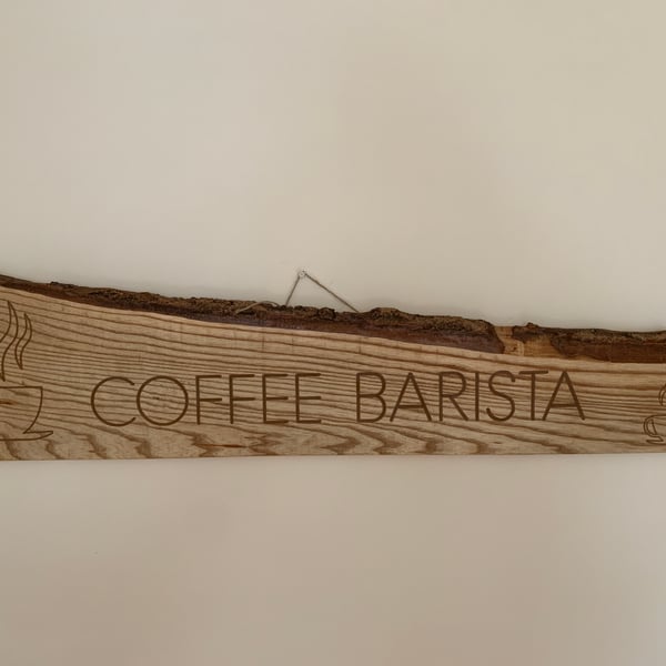 Solid Wood Coffee Barista Sign