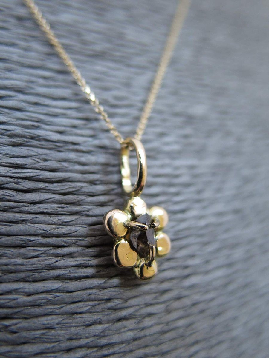 Handcrafted 14k Yellow Gold Diamond Necklace Diamond Solitaire Pendant