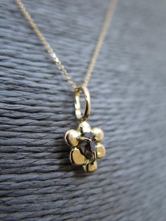 Handcrafted 14k Yellow Gold Diamond Necklace Diamond Solitaire Pendant