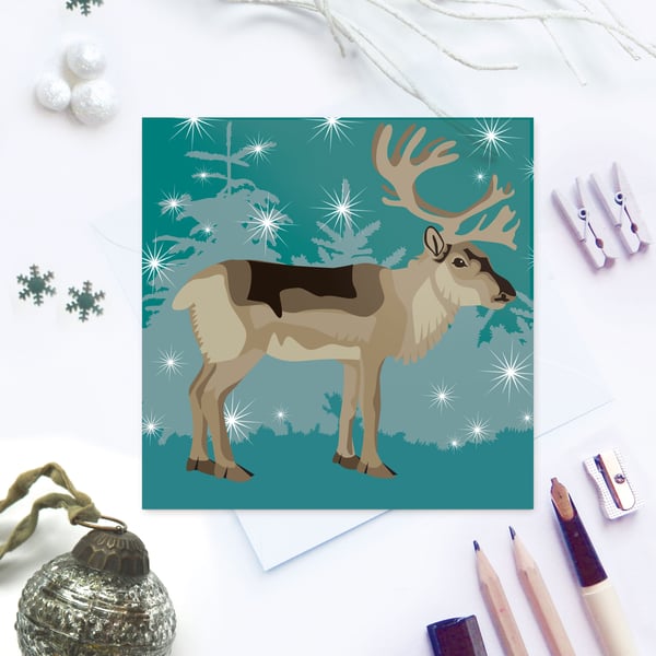 Winter Woodland Reindeer Christmas Card - sustainable, recyclable