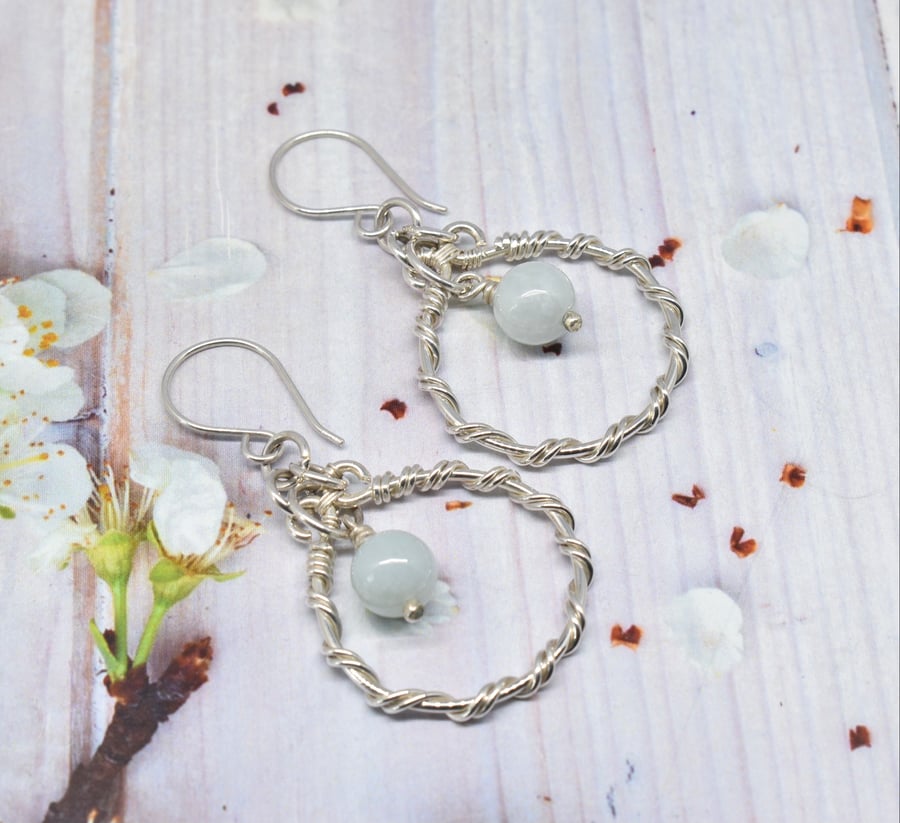 Handmade Jadeite and Sterling Silver Earrings