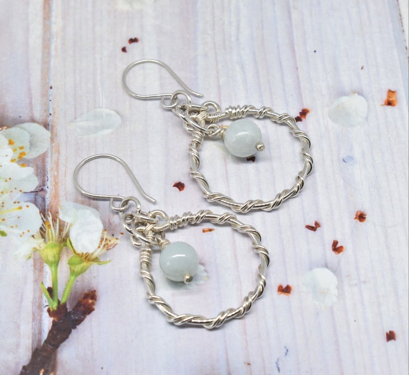 Handmade Jadeite and Sterling Silver Earrings