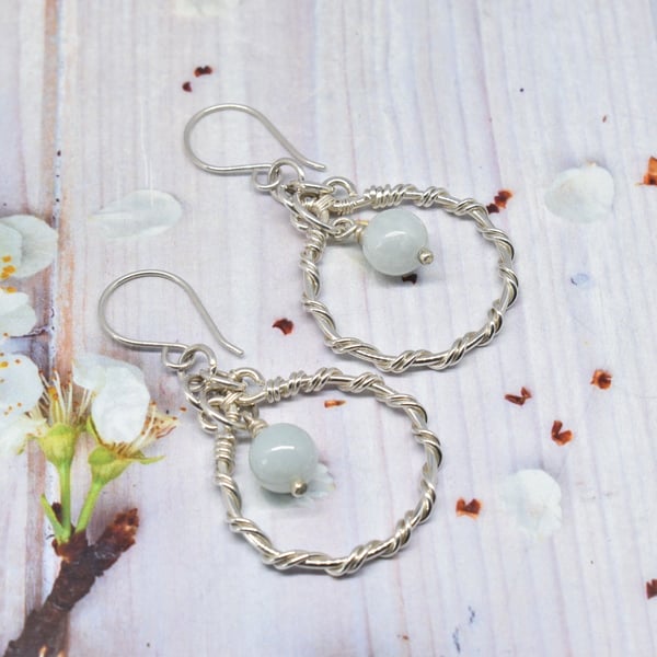 Handmade Jadeite and Sterling Silver Earrings