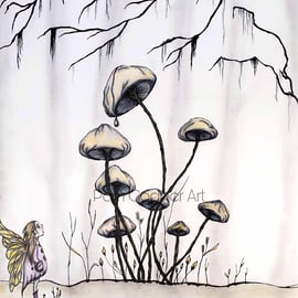 Mushroom Art Mushroom Drawing Fungi Art Shrooms A3