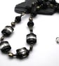 black lampwork glass and pyrite gemstone necklace - Image 2