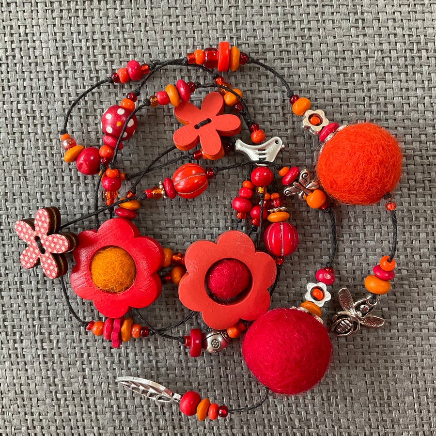 “Fire” lariat necklace