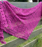Handmade Shallow Triangle Wrap Lace Shawl Oversized Pink Cotton Scarf - Image 5