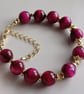 Fuchsia Tiger's Eye Gold-Plated Bracelet, Adjustable Handmade Gemstone Jeweller - Image 3