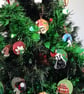 Christmas tree decoration of a Badger with a santa hat made from air dry clay.   - Image 10