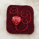 Burgundy Textile Brooch