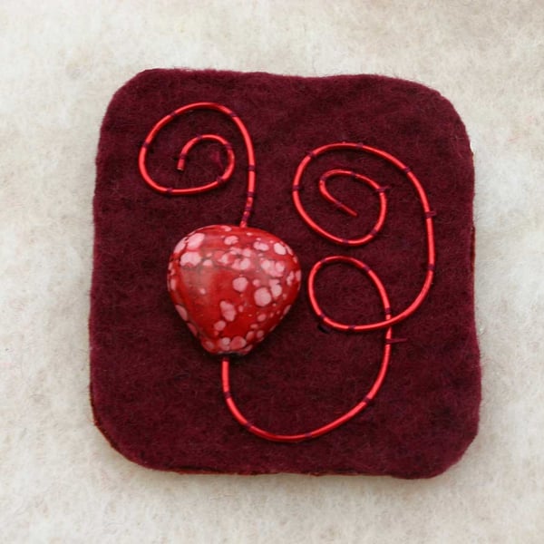 Burgundy Textile Brooch