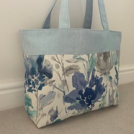 Handmade Fabric Tote Bag, Beach Bag, Handbag, Travel Bag, Work Bag, Floral