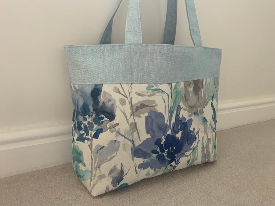 Handmade Fabric Tote Bag, Beach Bag, Handbag, Travel Bag, Work Bag, Floral