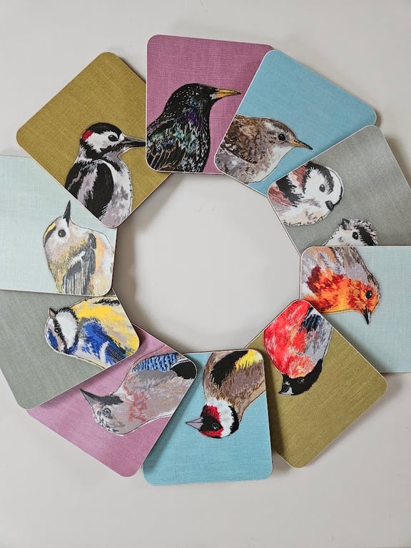 Individual Garden birds 'Peeking' collection - individual coasters or set of 4