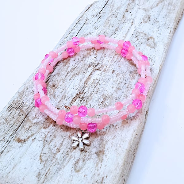 Pink Wrap Bracelet - UK Free Post