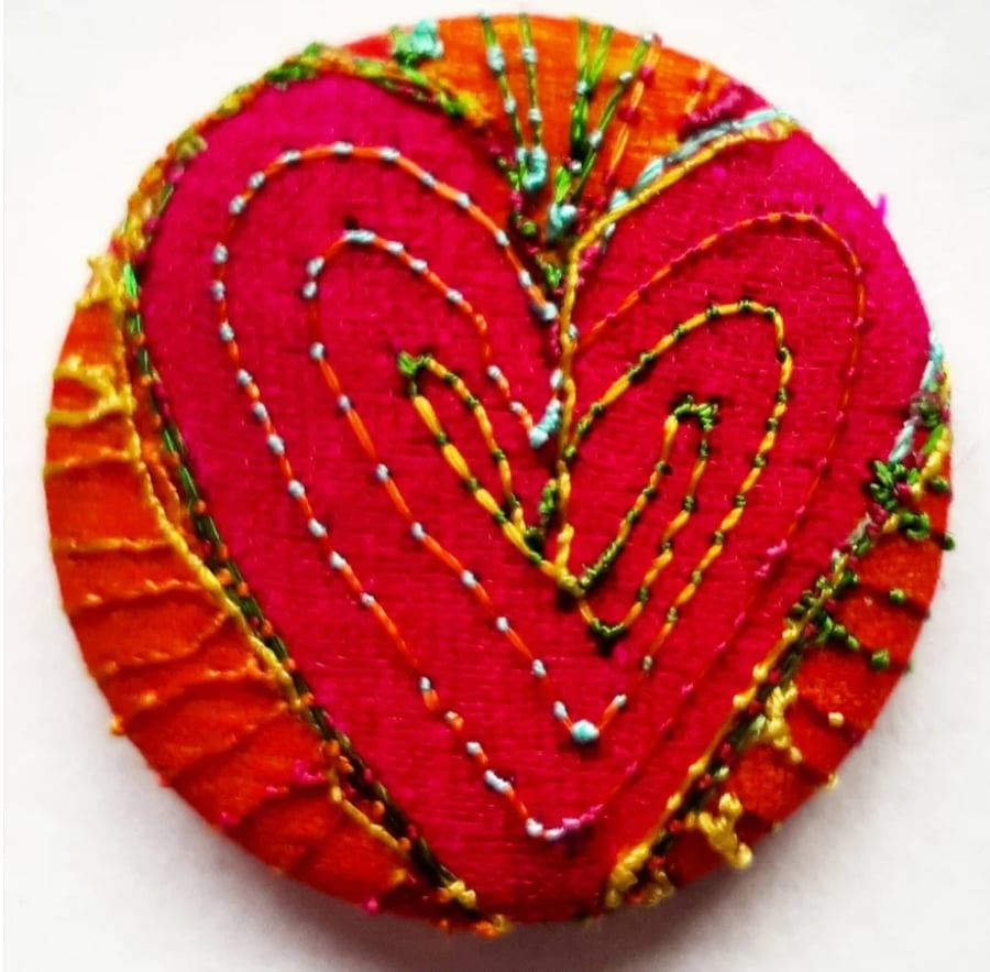 Buttons 1 inch button Hand Dyed Silks and Cottons Free Machine Embroidery Button