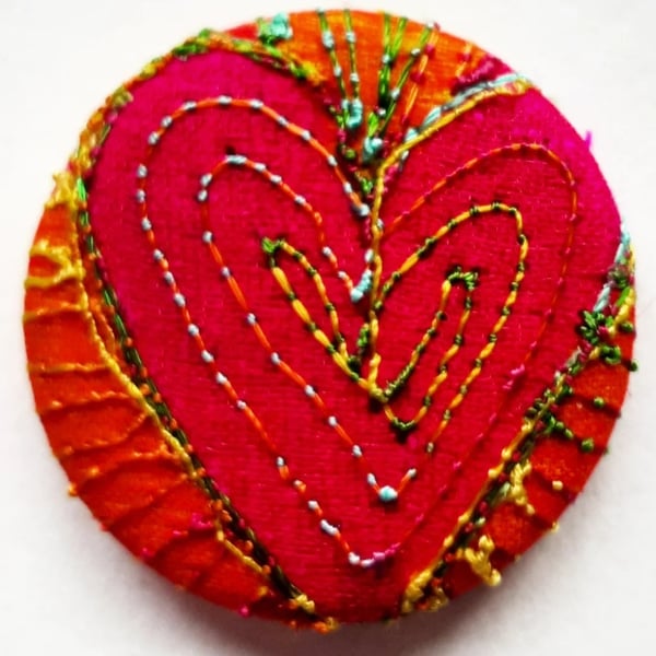 Buttons 1 inch button Hand Dyed Silks and Cottons Free Machine Embroidery Button