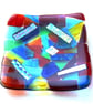 Abstract Patchwork Rainbow Dichroic Dish 11.5 cm Fused Glass Square  - Image 3