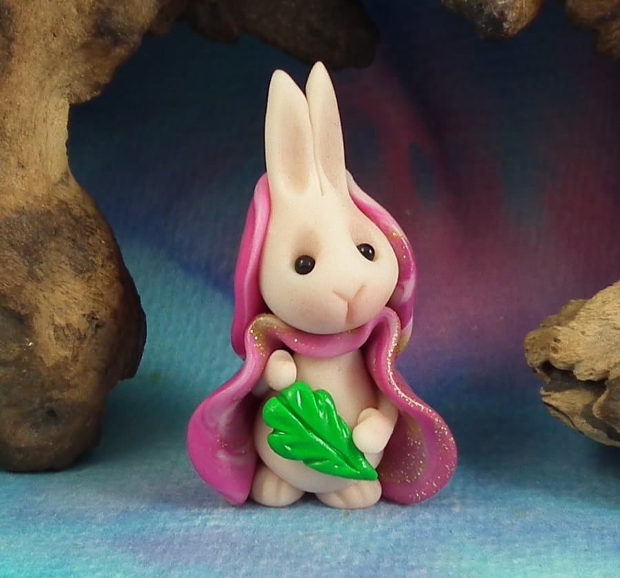 Summer Special Downland Rabbit 'Hester' with lettuce leaf OOAK Sculpt Ann Galvin