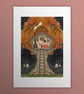 Spooky treehouse, Ghosts of Summer, 90s nostalgia, A4 art print