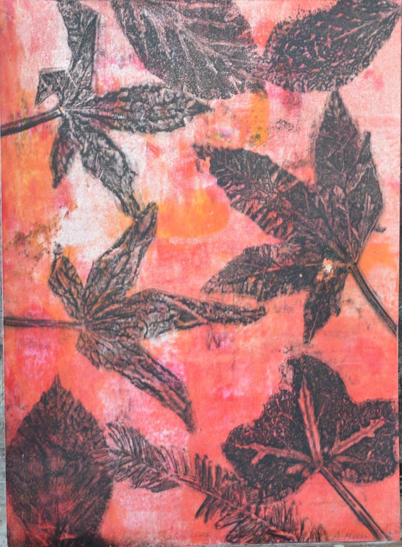 Monoprint with Autumn leaves