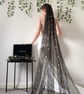 Midnight Stardust - Celestial Wedding Veil With Gold Moons And Stars