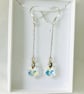 Sterling Silver Aurora Borealis Crystal Snowflake Drop Earrings - Image 2