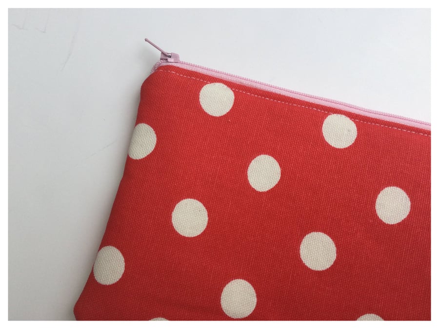 Cath Kidston red and white spotty make up bag