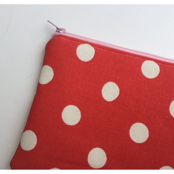 Cath Kidston red and white spotty make up bag