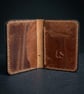 Cognac Tan Full Grain Leather Mini Wallet Compact Bifold Small Wallet UK