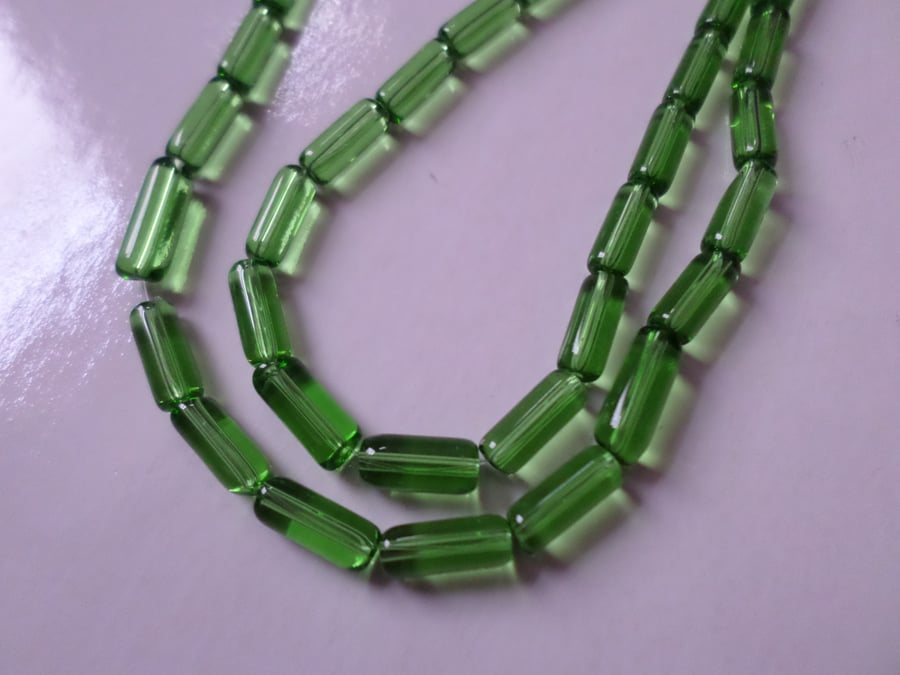 50 x Glass Beads - Tube - 10mm - Green
