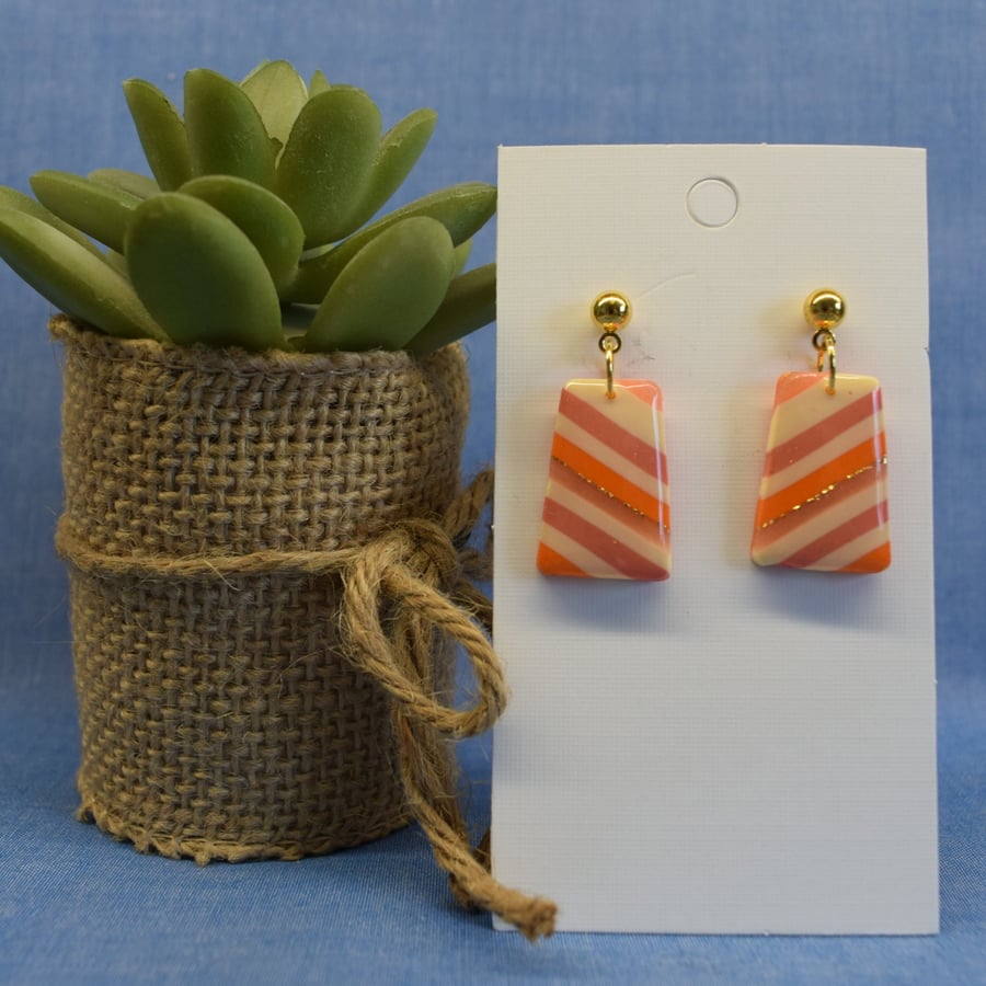 Short Striped Drop Earrings