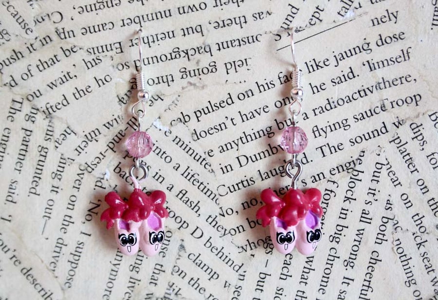 Pink Ballerina Slippers Dance Earrings