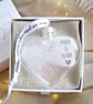 Mum and Dad Memorial Feather Bauble, In Memory of Parents, Heart Glass Christmas - Image 7