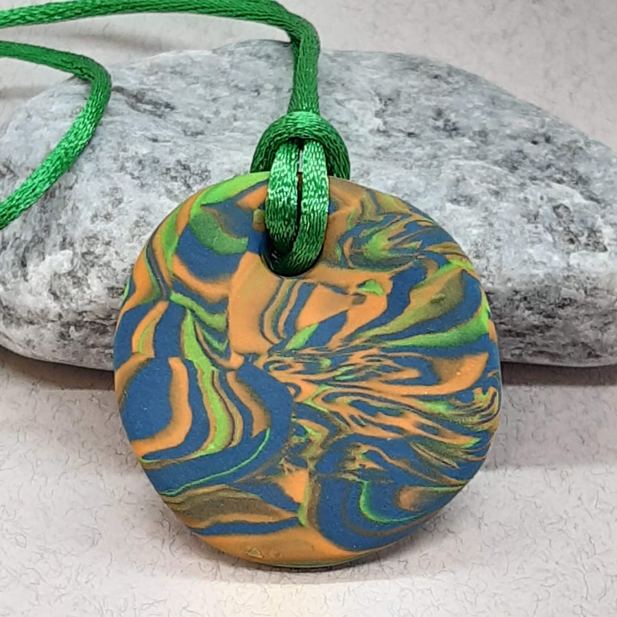 Multicoloured polymer clay pendant