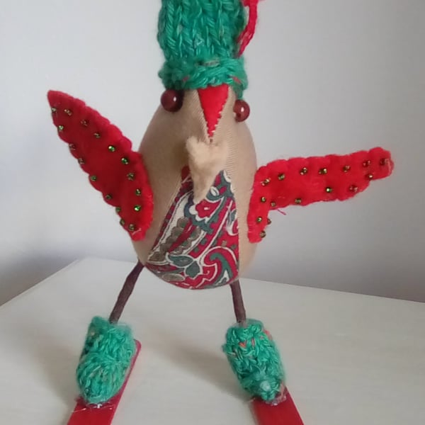 Christmas Robin, Fabric Robin, handmade Robin