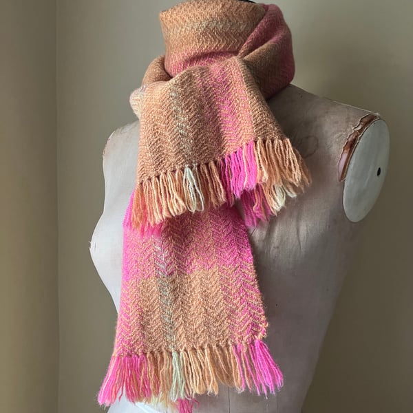 Harvest Musing i - Contemporary Handwoven Lambswool Scarf 