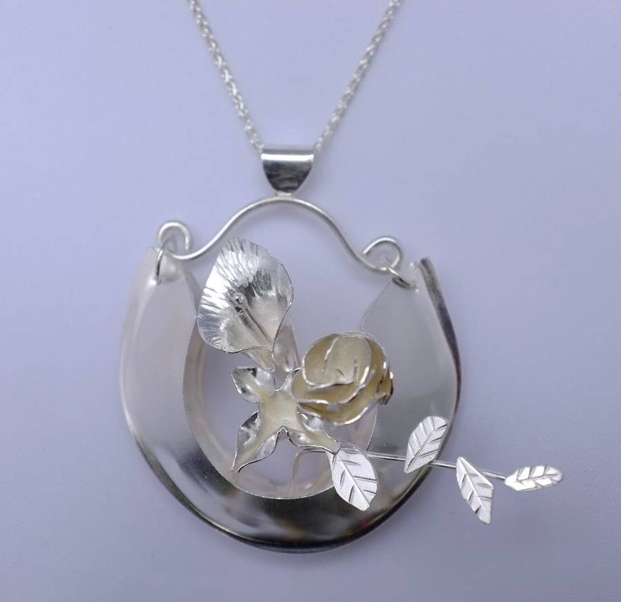 Sterling Silver Flower Basket Pendant