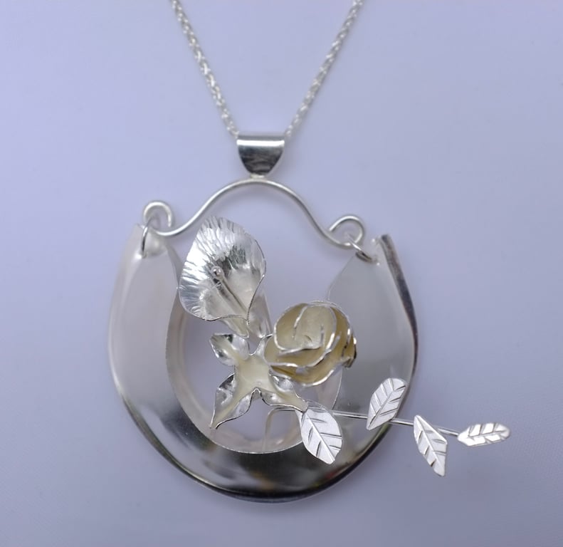 Sterling Silver Flower Basket Pendant