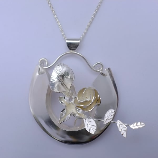 Sterling Silver Flower Basket Pendant