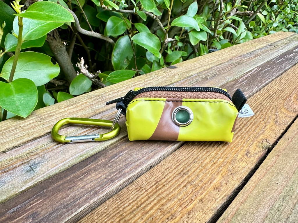 Repurposed Dog Poo Bag Holder Made From Pool Toy - Yellow Giraffe