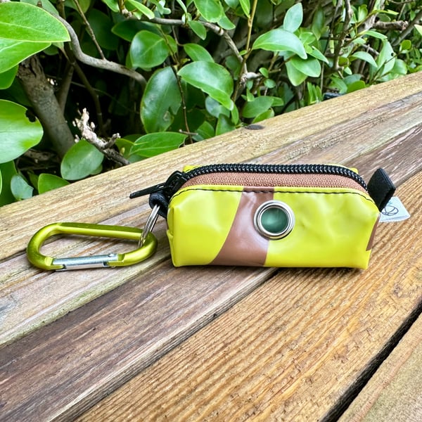 Repurposed Dog Poo Bag Holder Made From Pool Toy - Yellow Giraffe