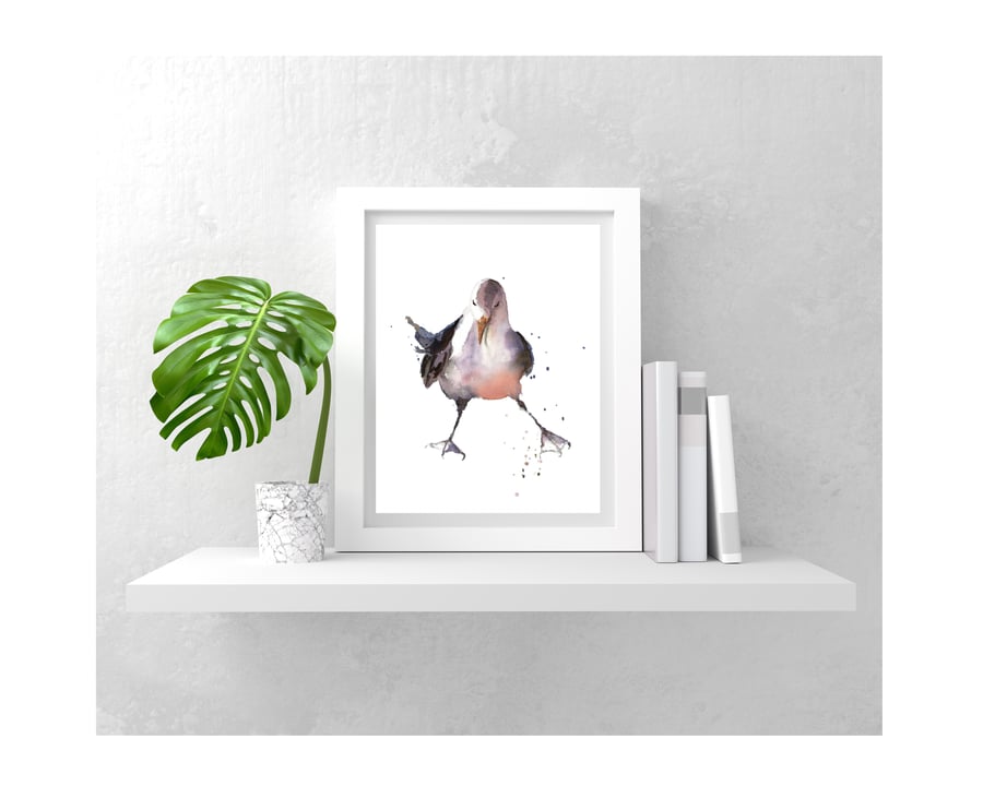 Bathroom Decor Seagull Print - 8x10 inch and ready to frame