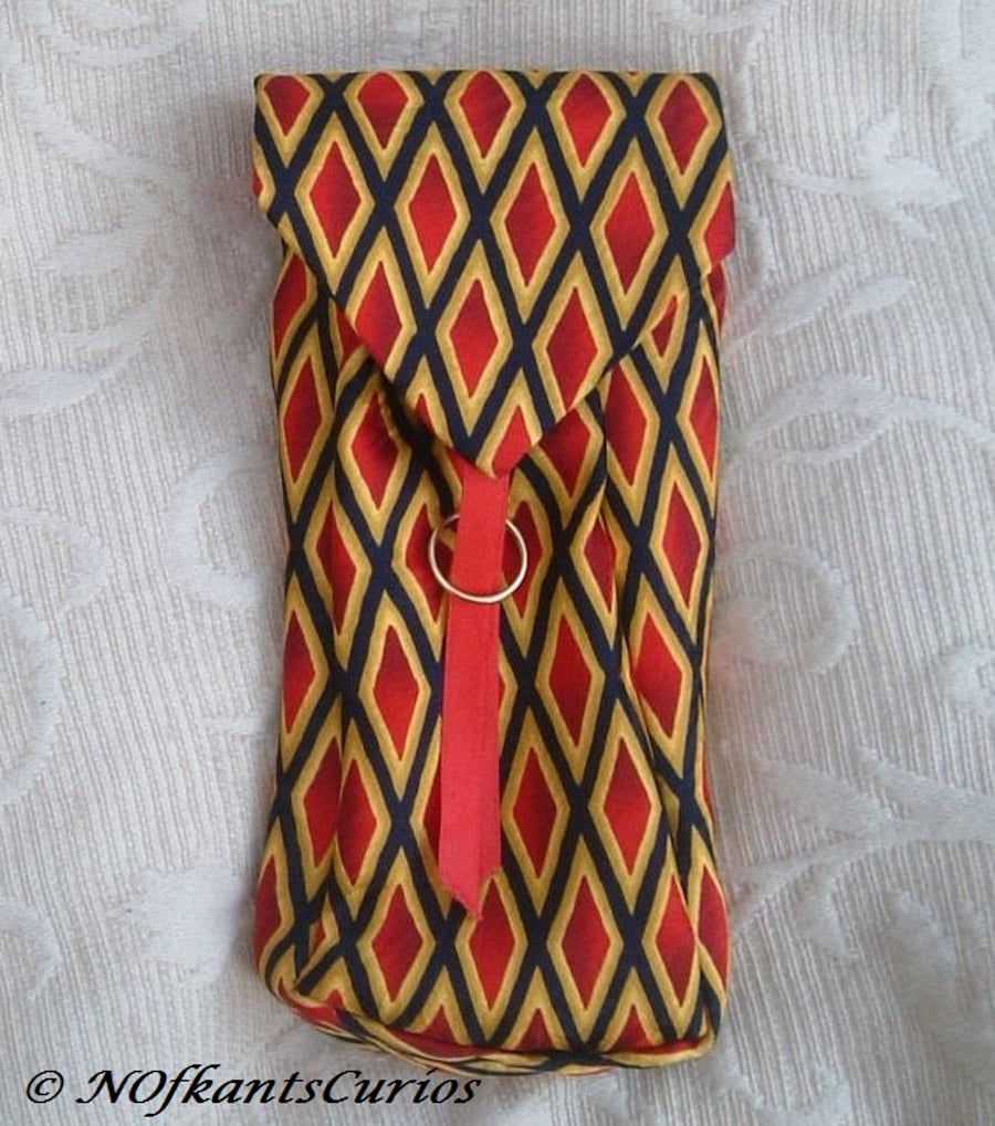 Tied to Royal Harlequin!  Pencil Case or Gadget Pouch made from Gent's Neck Tie