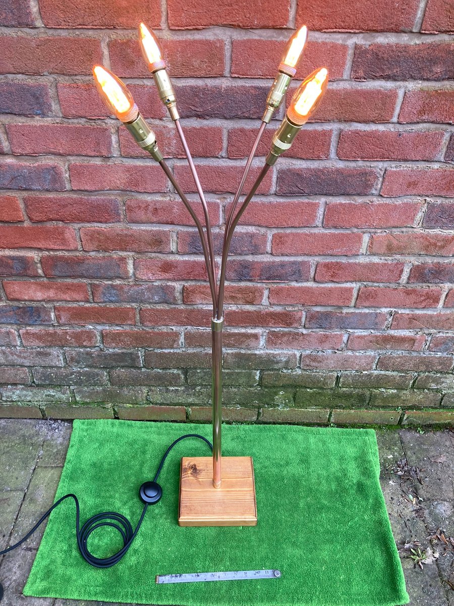 Copper Pipe Floor Lamp, Four Bulbs, made from Upcycled Copper Water Pipe