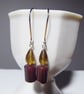 Sterling Silver Earrings Brown Indian Agate Candle & Faceted Honey Quartz Flame