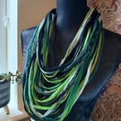 Handmade upcycled Boho lnfinity scarf Forest witch