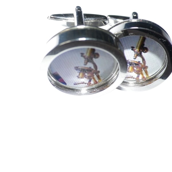Gold microscope cufflinks, free shipping, gift wrapped, terrific image, Ref 0896