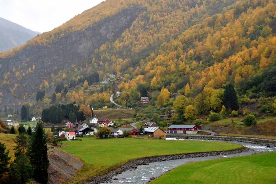 Flamsdalen Valley Flam Norway Scandinavia 18"x12" Print