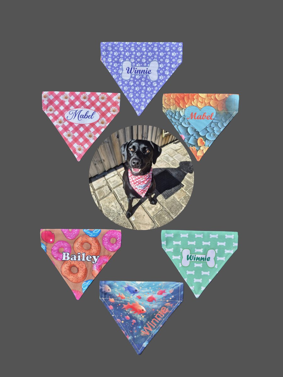 Personalised Handmade Dog Bandana - double sided